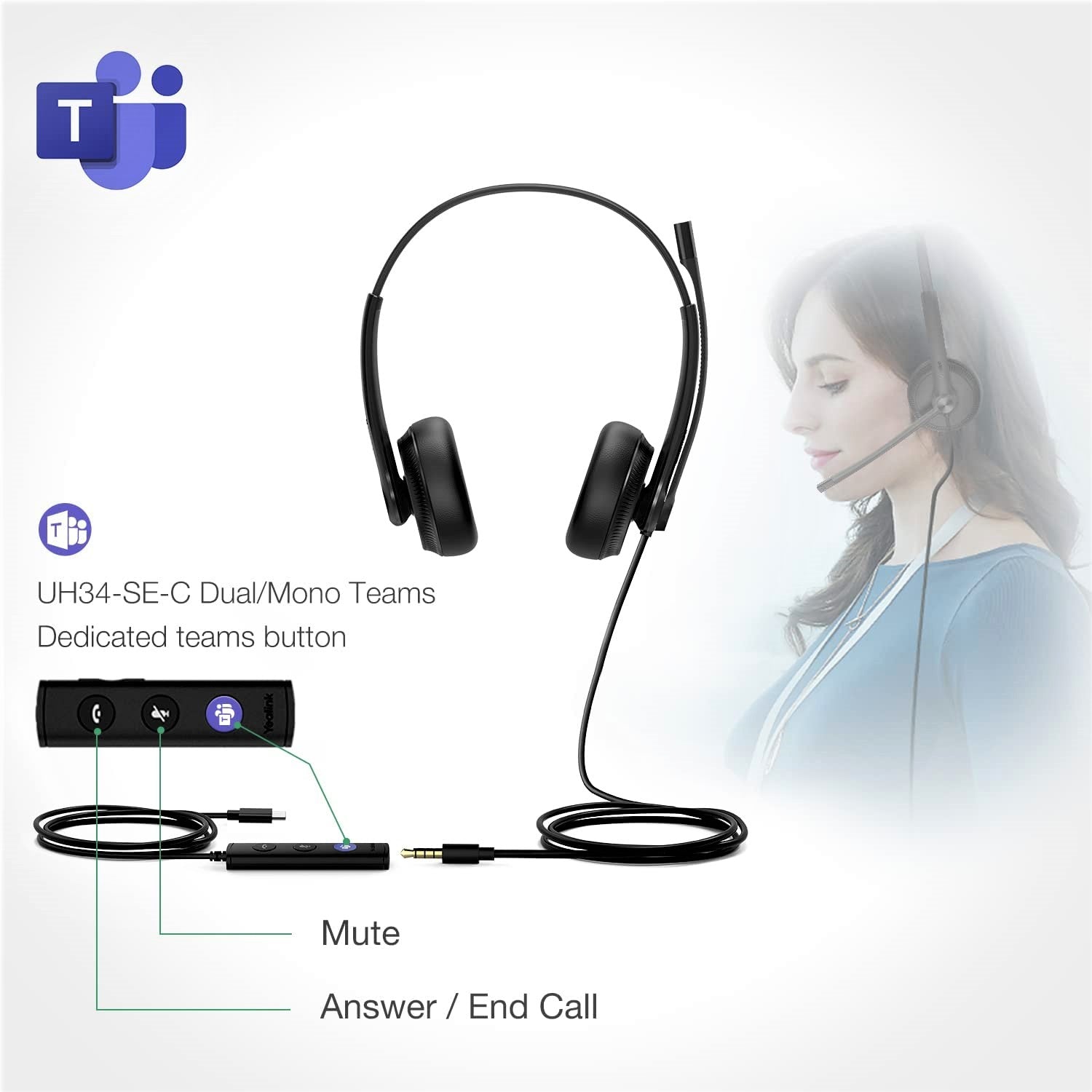 Yealink UH34 SE Dual USB-C Wired Headset