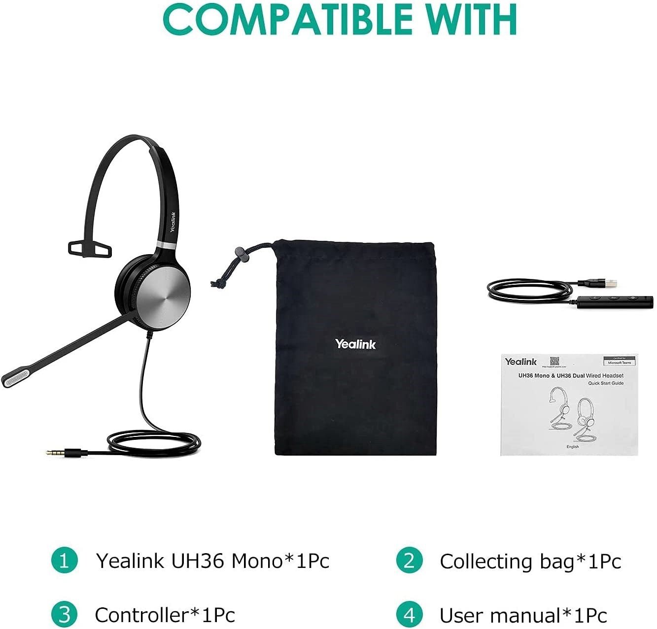 Yealink UH36 Mono USB-A Wired Headset - Features