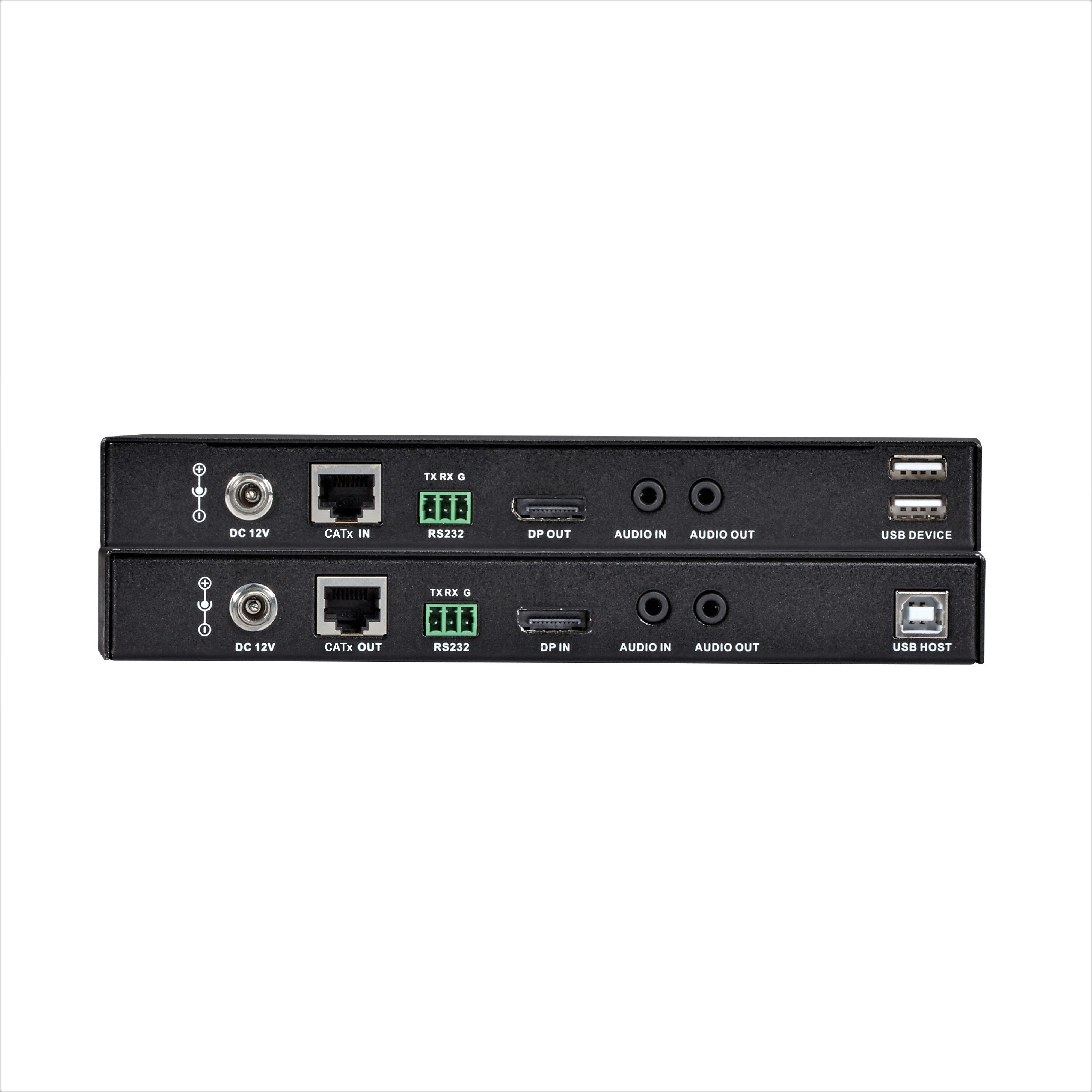 Black Box Video Extender - DisplayPort, RS-232, Audio, USB 2.0, 4K in a Back View