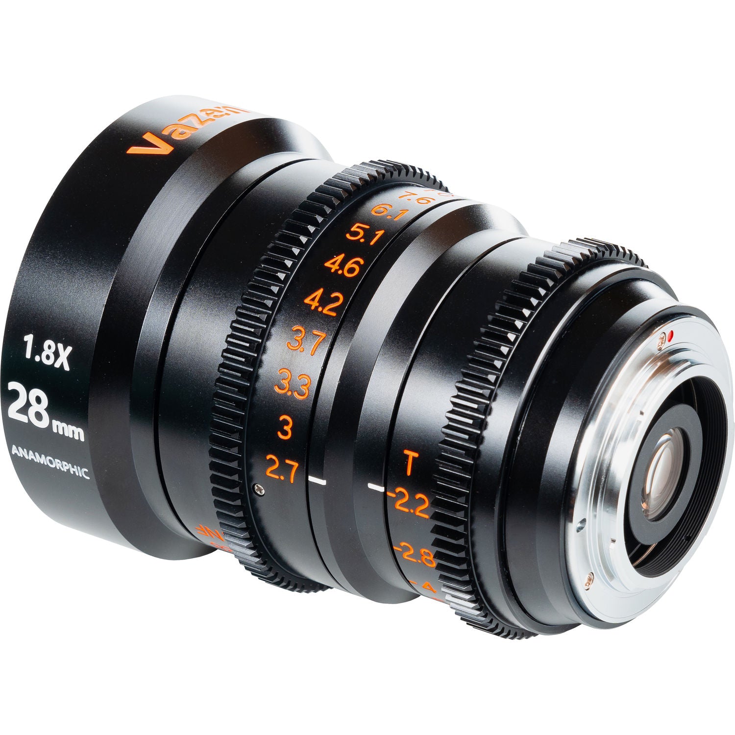 Vazen 28mm T/2.2 1.8X Anamorphic Lens for MFT Camera in a Back-Side View