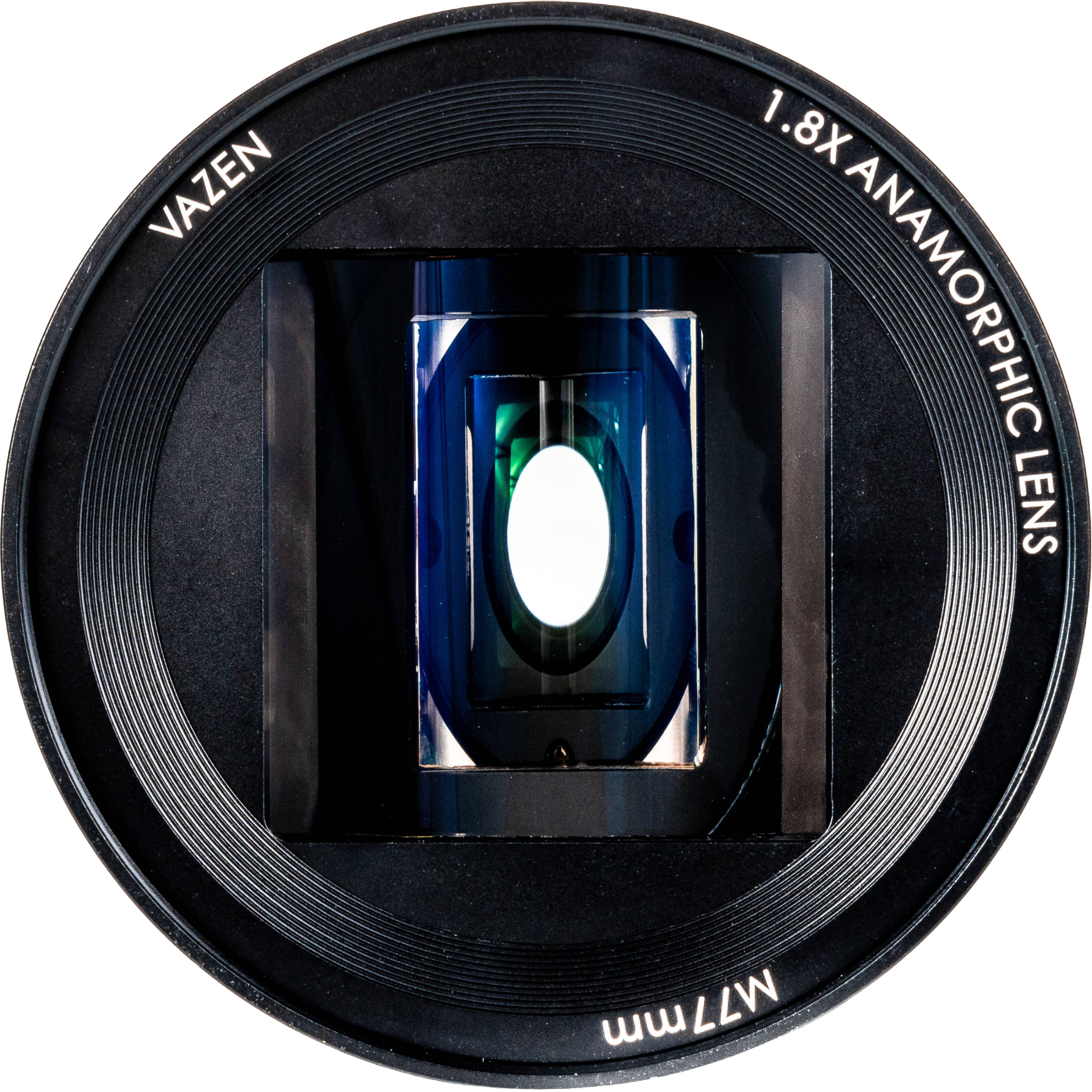 Vazen 28mm T/2.2 1.8X Anamorphic Lens for Canon RF Camera in a Front Close-Up View