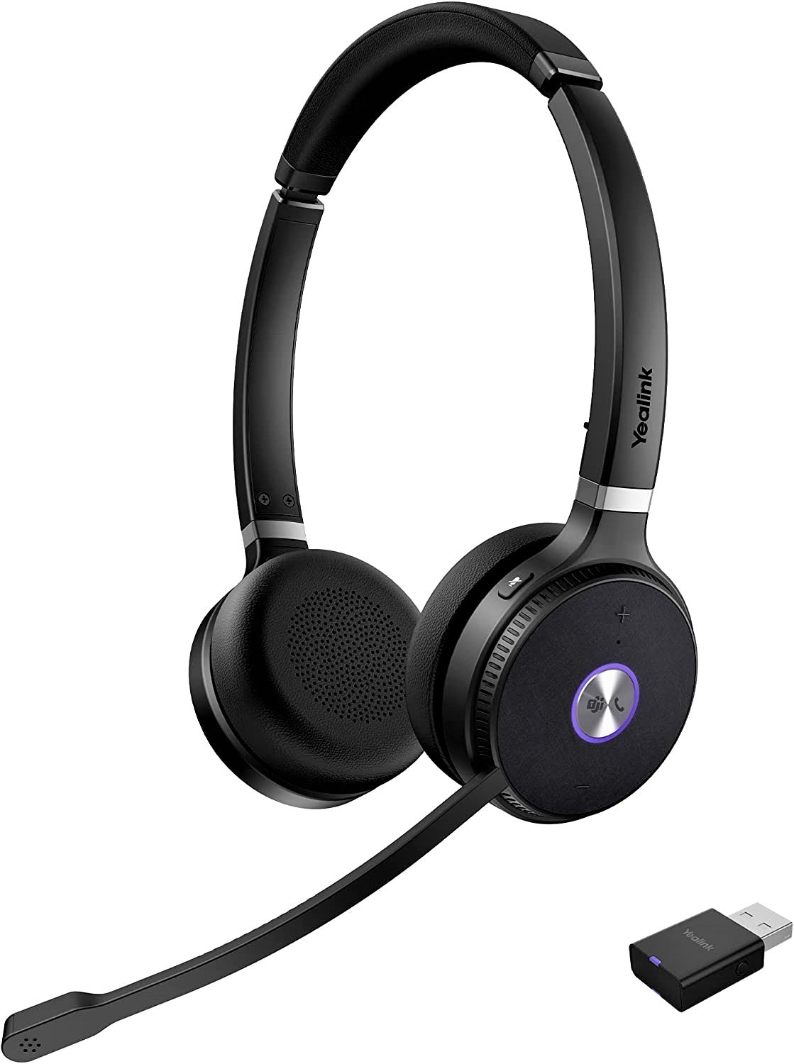 Yealink WH62 Wireless Headset with Mic DECT Headset MS Teams & Zoom Certified Portable Telephone Headset Compatible Poly SNOM Phones IP VoIP Phone Office Headphone for Computer PC Laptop