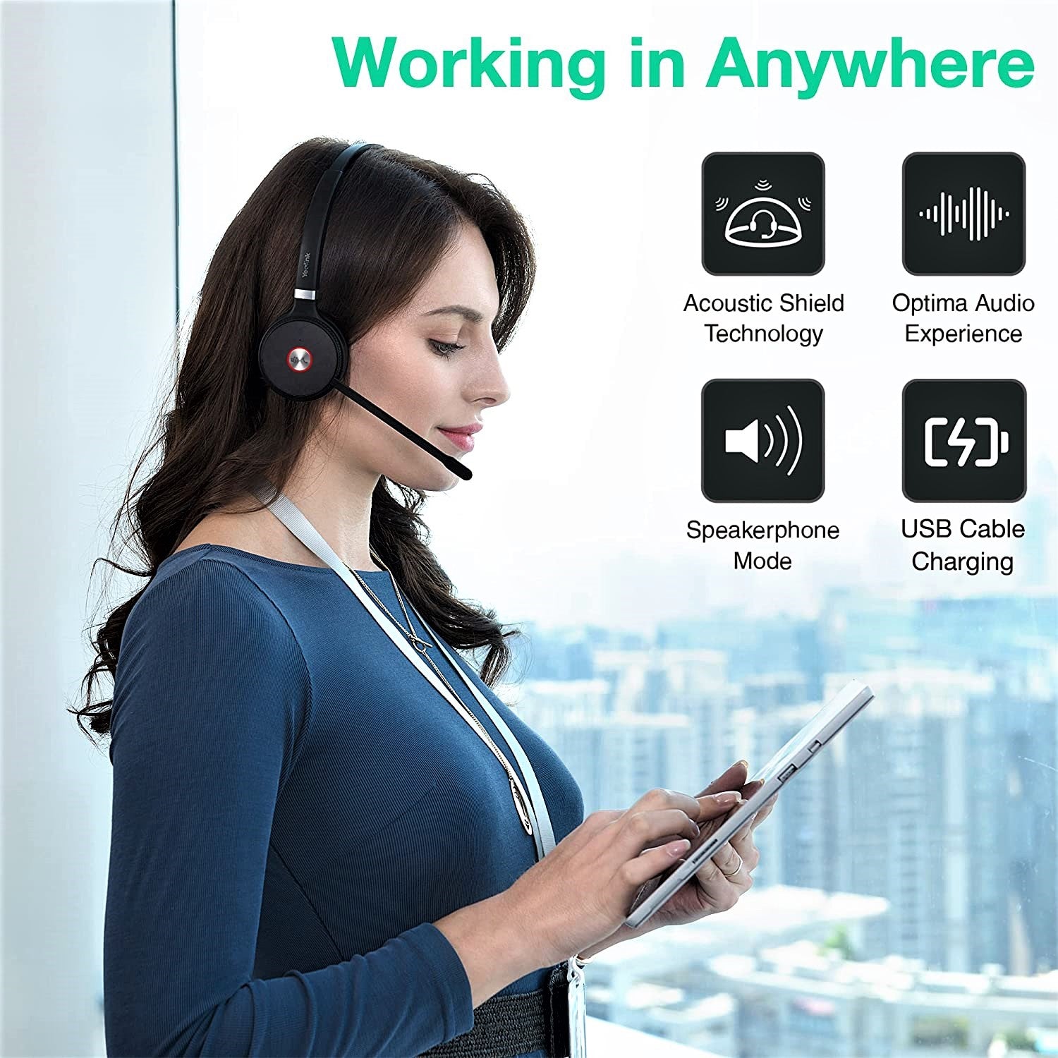 Yealink WH62 Portable Dual DECT Wireless Headset - Features