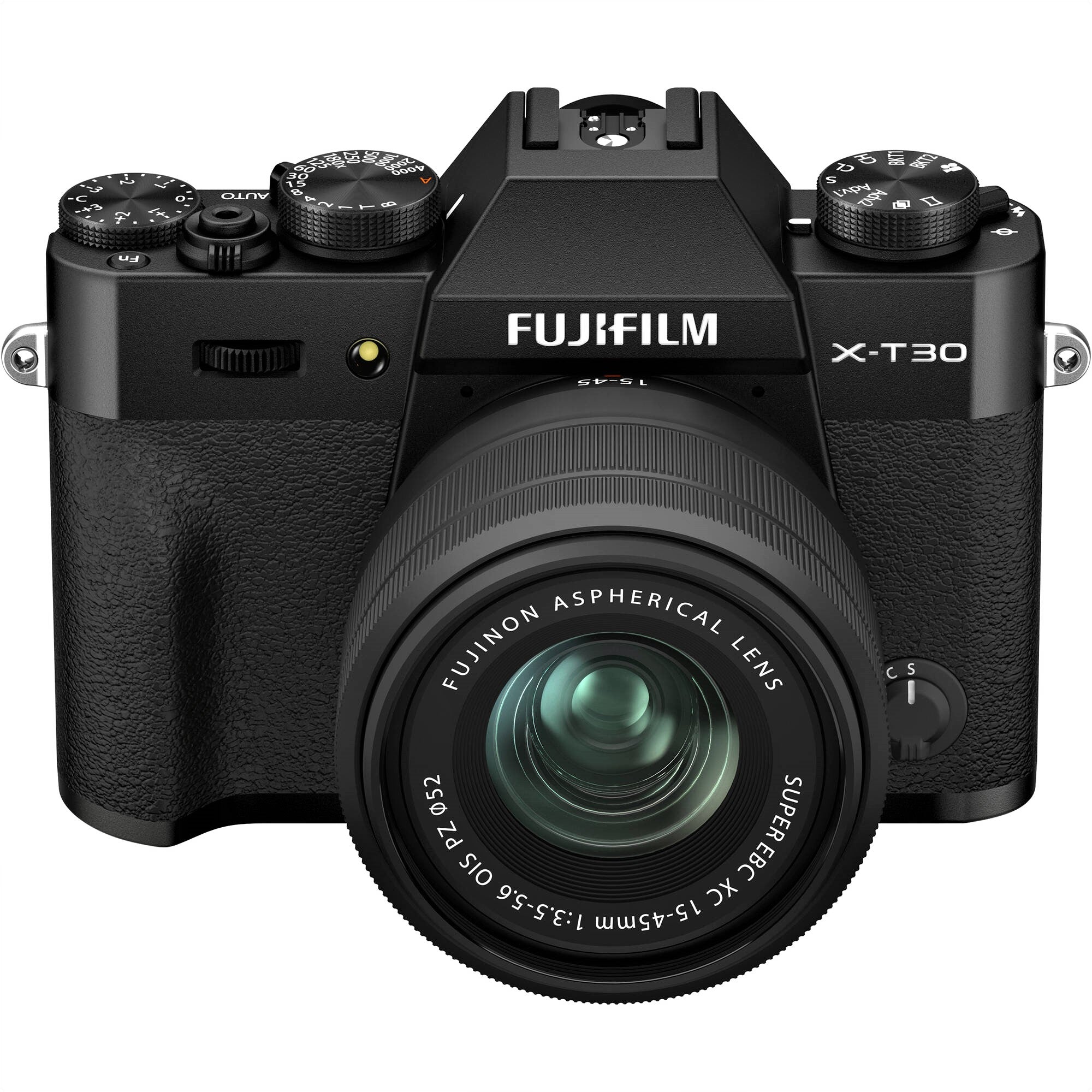 Fujifilm X-T30 II Mirrorless Camera with XC 15-45mm OIS PZ Lens (Black) - Front view