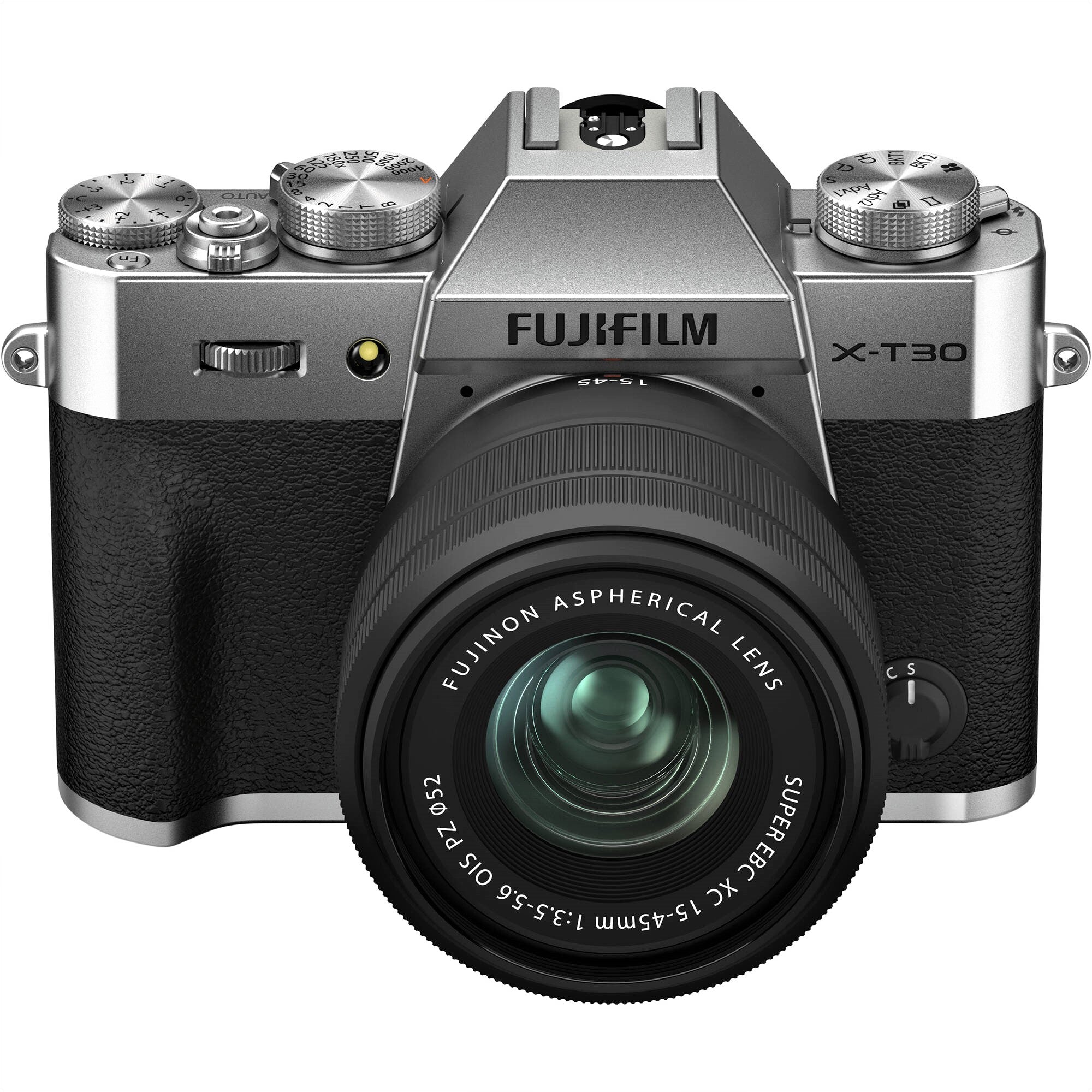 Fujifilm X-T30 II Mirrorless Camera with XC 15-45mm OIS PZ Lens (Silver) - Front View