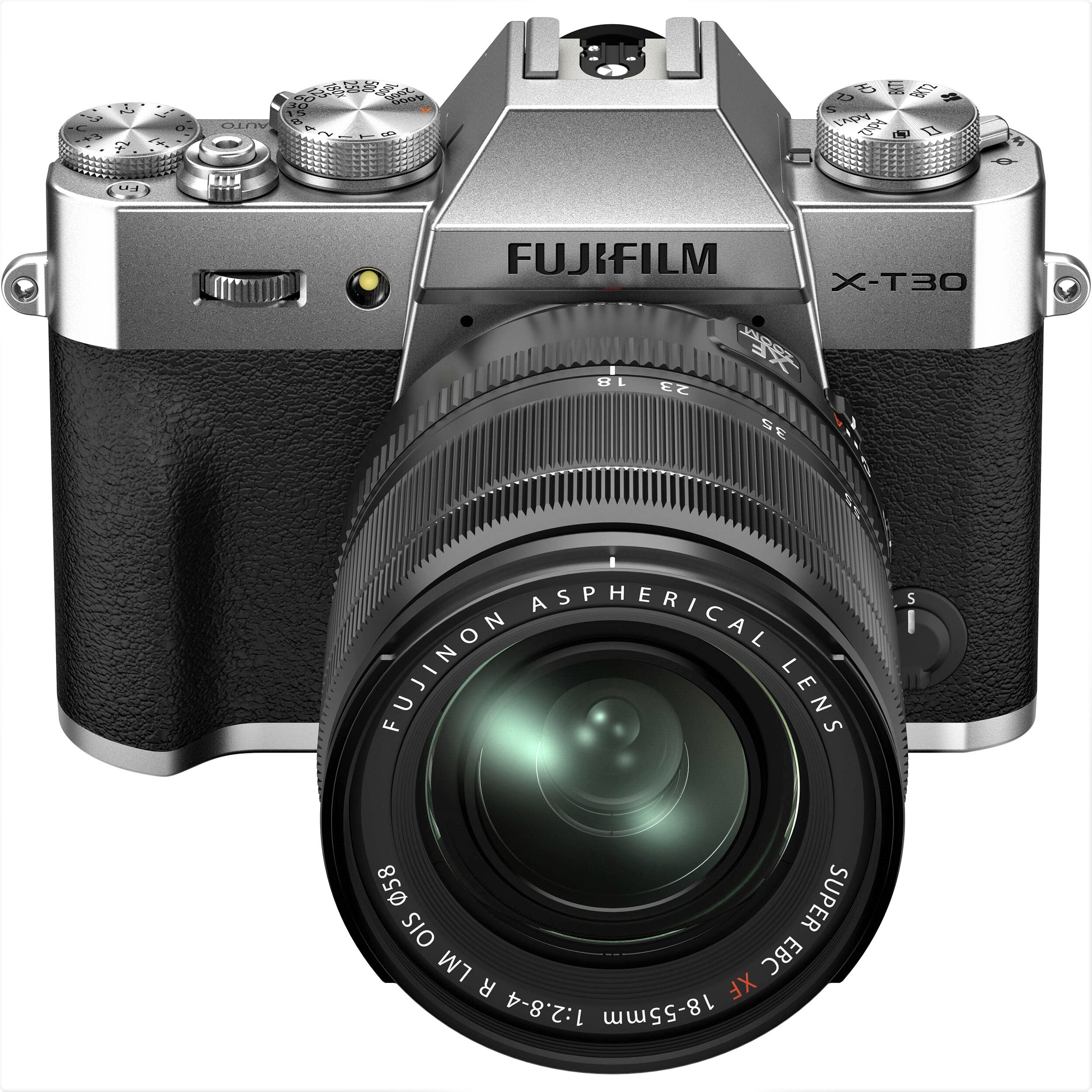Fujifilm X-T30 II Mirrorless Camera with 18-55mm Lens (Silver) - Front View
