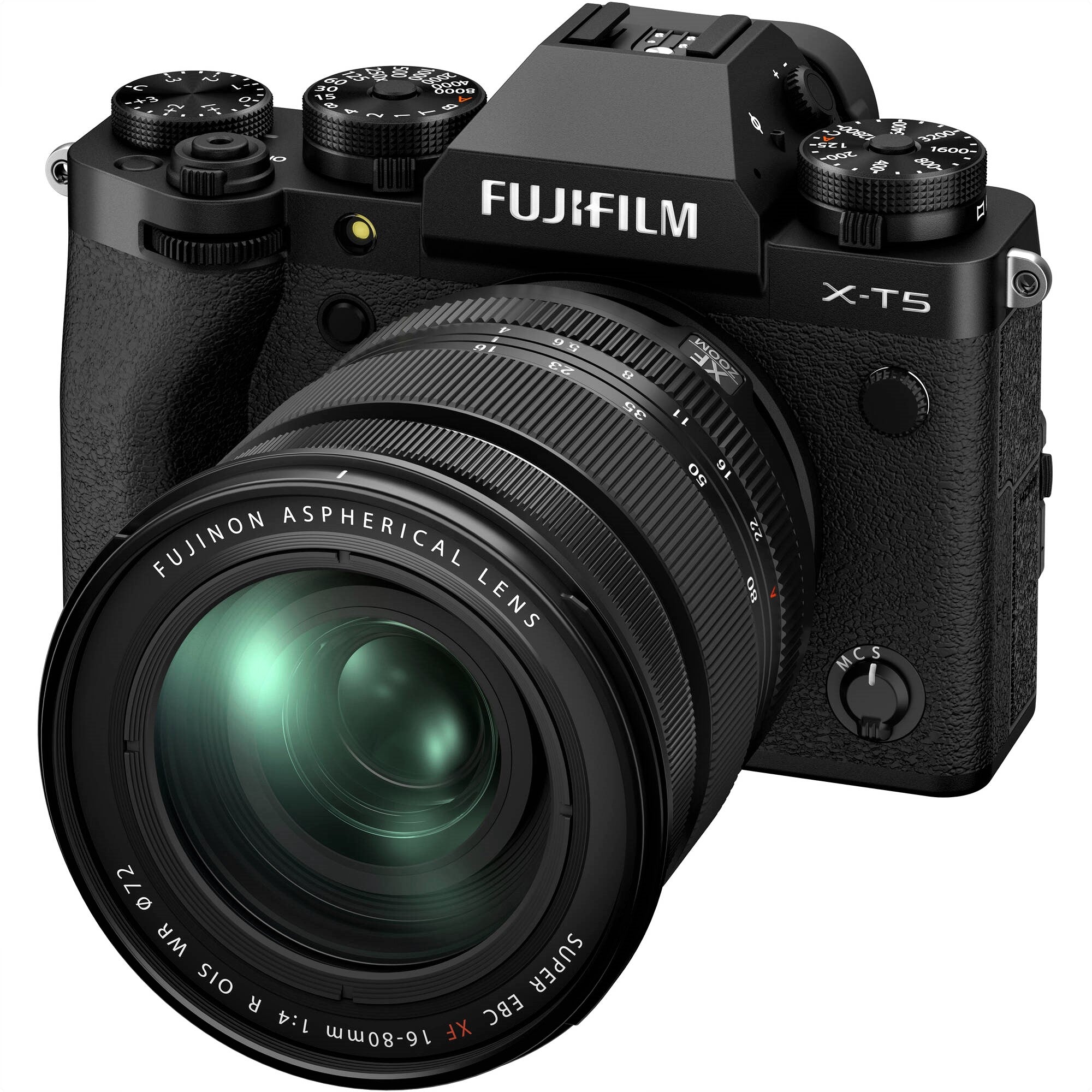 Fujifilm X-T5 Mirrorless Camera with 16-80mm Lens (Black) - Front View