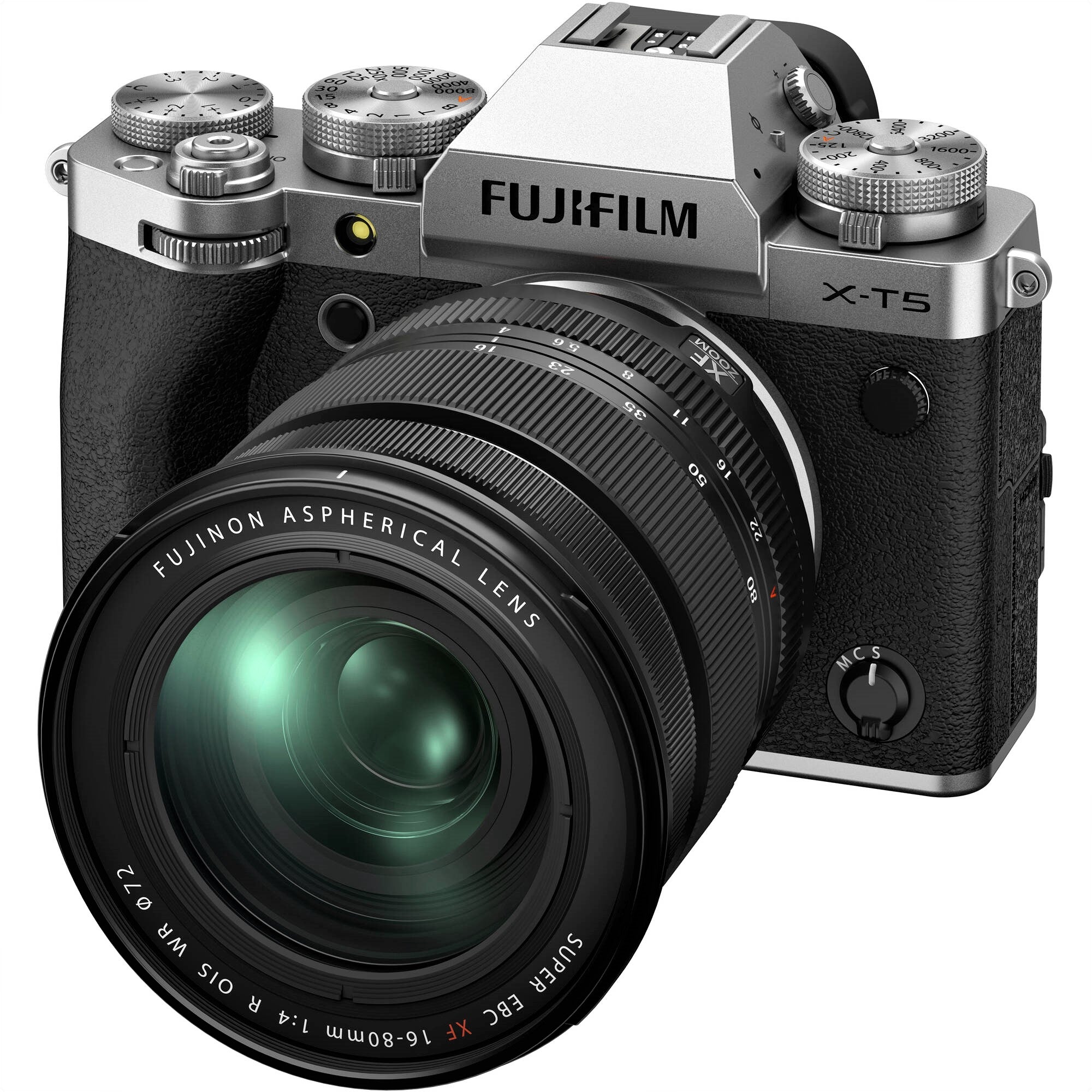 Fujifilm X-T5 Mirrorless Camera with 16-80mm Lens (Silver) - Front view