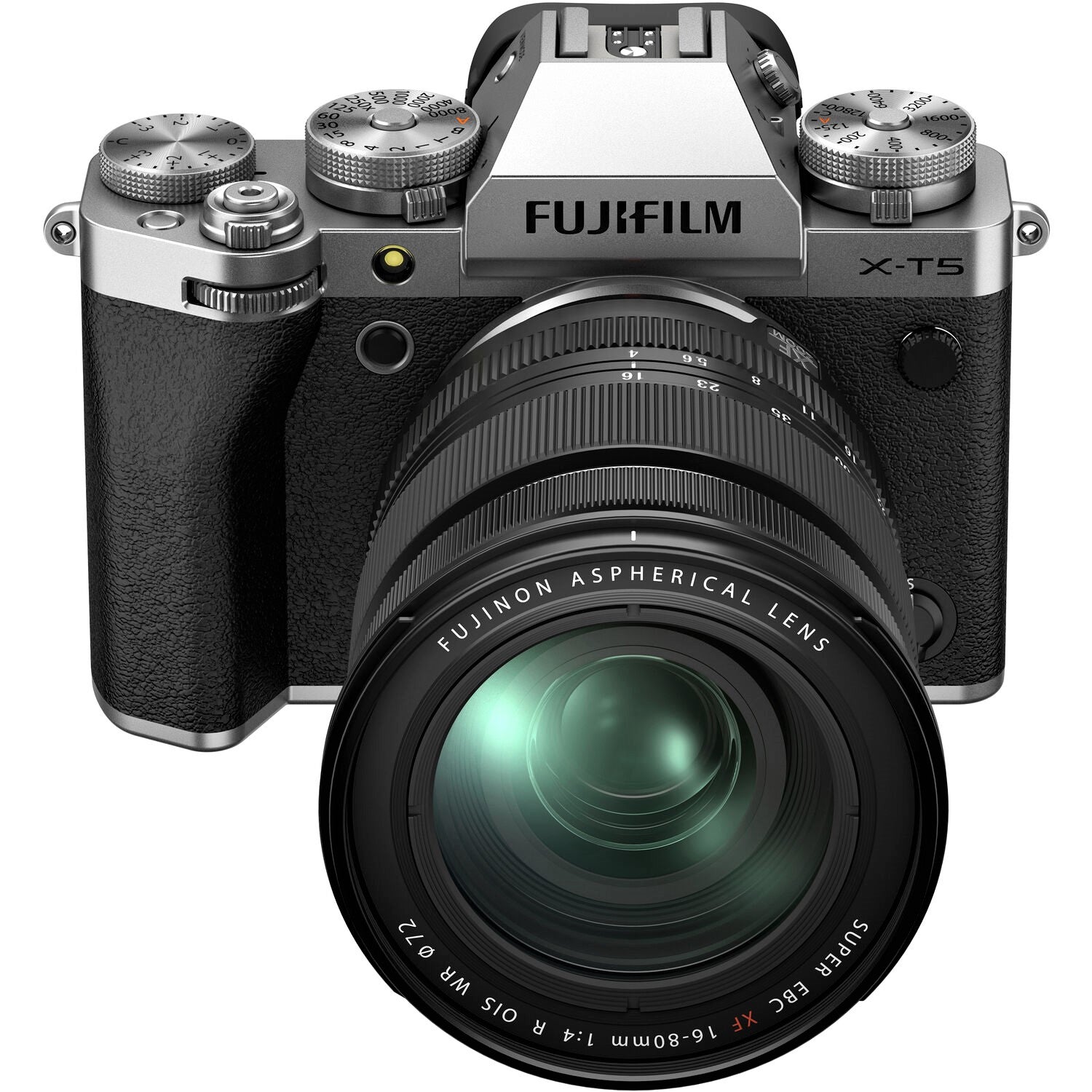 Fujifilm X-T5 Mirrorless Camera with 16-80mm Lens (Silver) - Front view