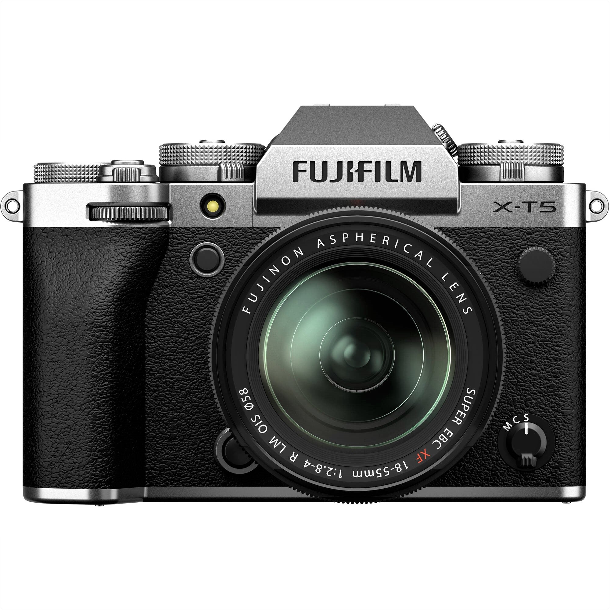 Fujifilm X-T5 Mirrorless Camera with 18-55mm Lens (Silver) - Front view