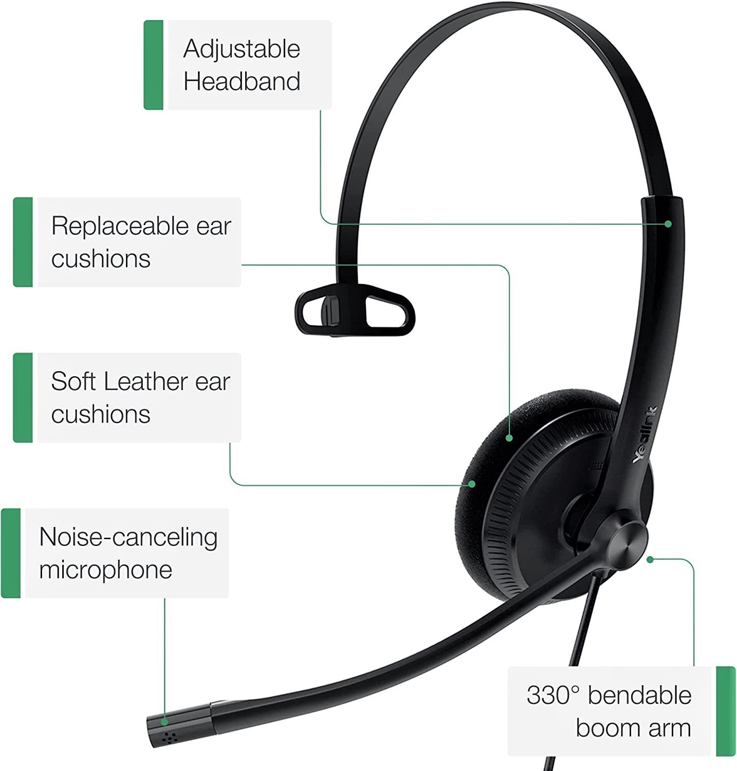 Yealink Headset with Microphone RJ9 for Voip Phone Wired Headset Teams Certified YHS34 YHS33 Noise Cancelling with Mic