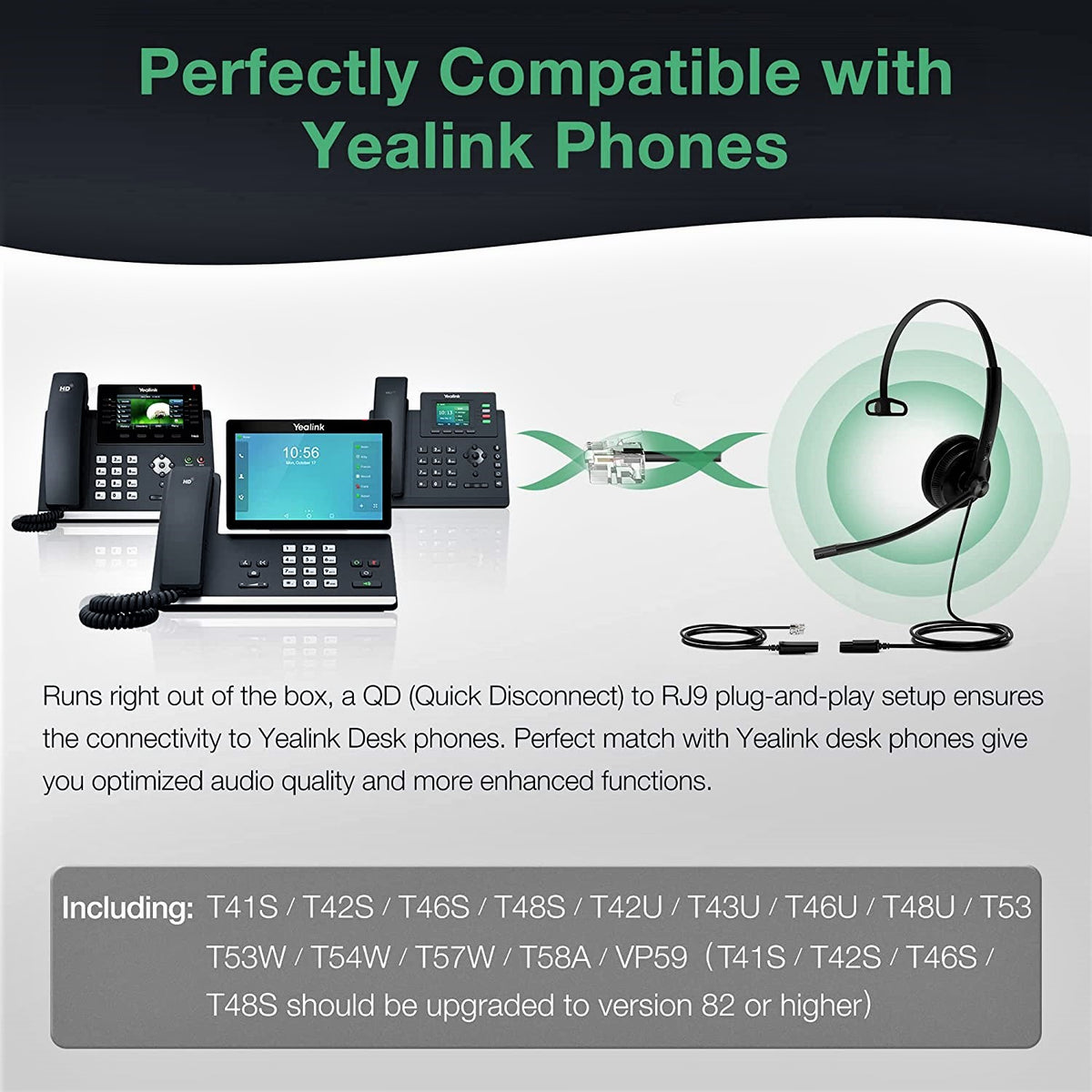 Casque Yealink YHS34 Dual - Large Bande Pour Téléphones IP Avec Confort Cuir