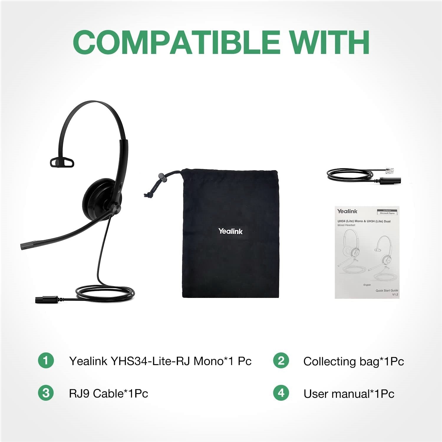 Yealink YHS34 Lite Mono Wideband Headset - Features