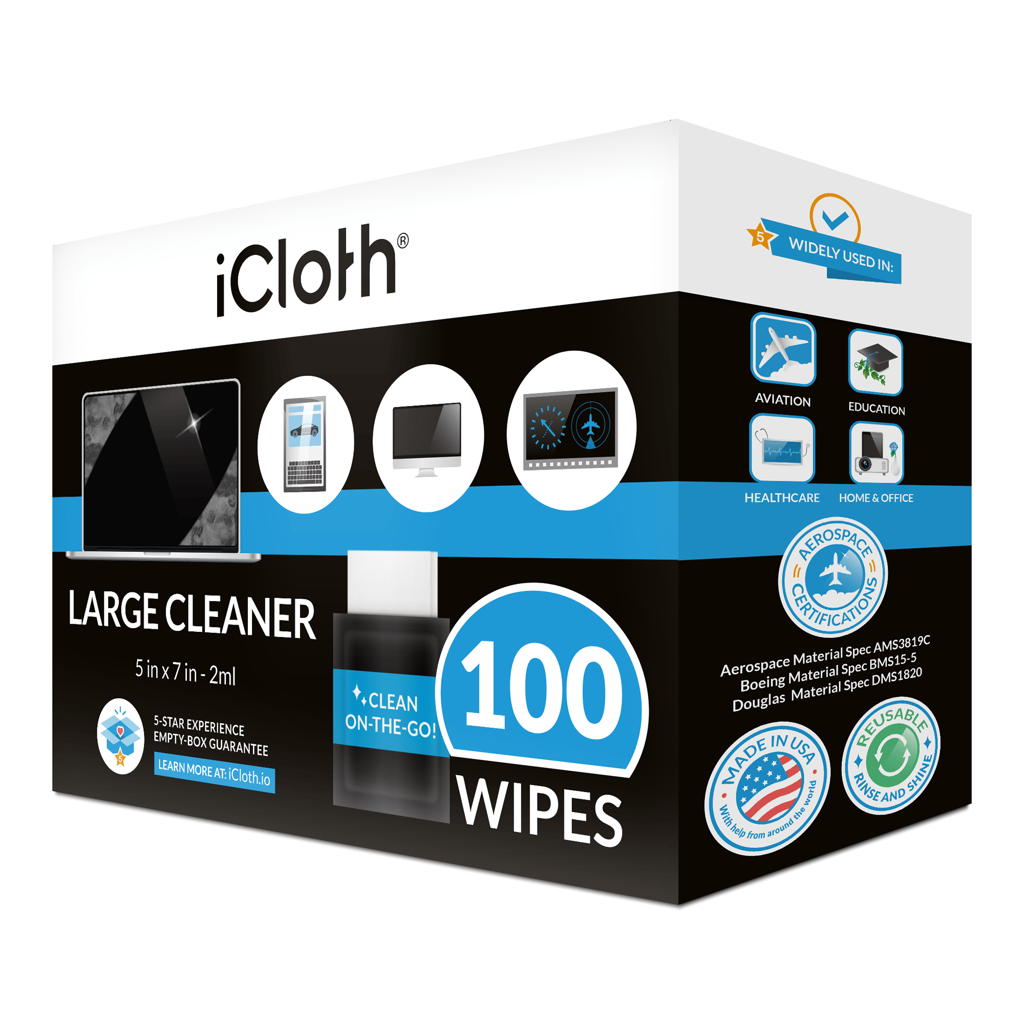 iCloth Box Package with 100 wipes